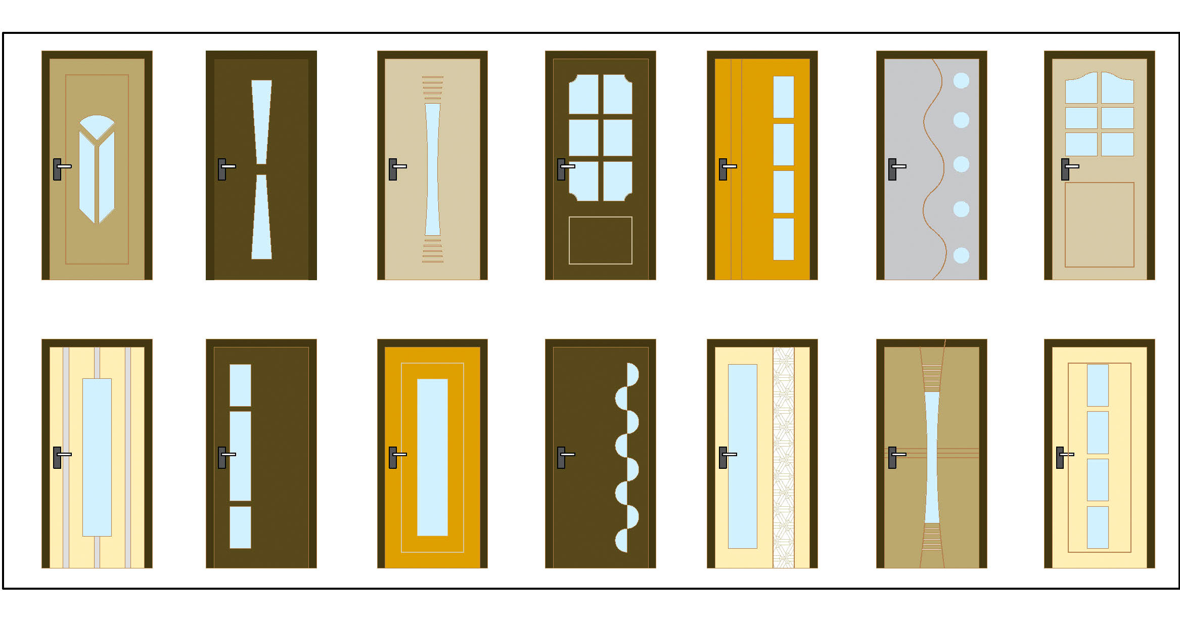 Modern Glass and Wood Door CAD Block DWG